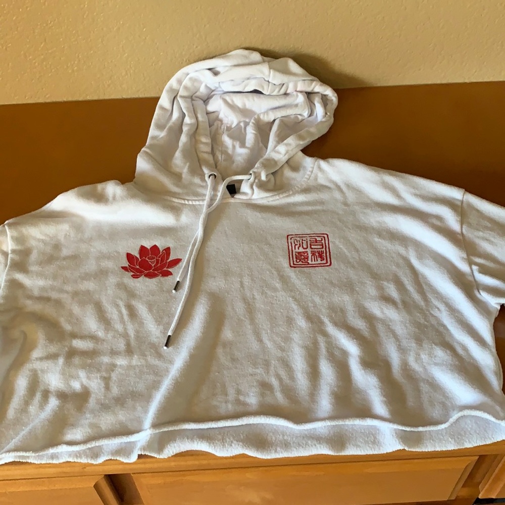 white cropped dragon hoodie